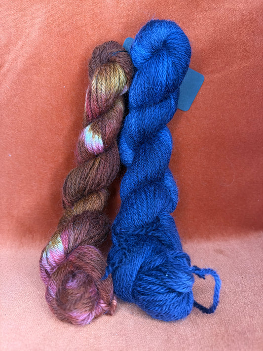 Unlabeled Hand-Dyed Reds/Browns and Navy (2 Small Hanks) full 