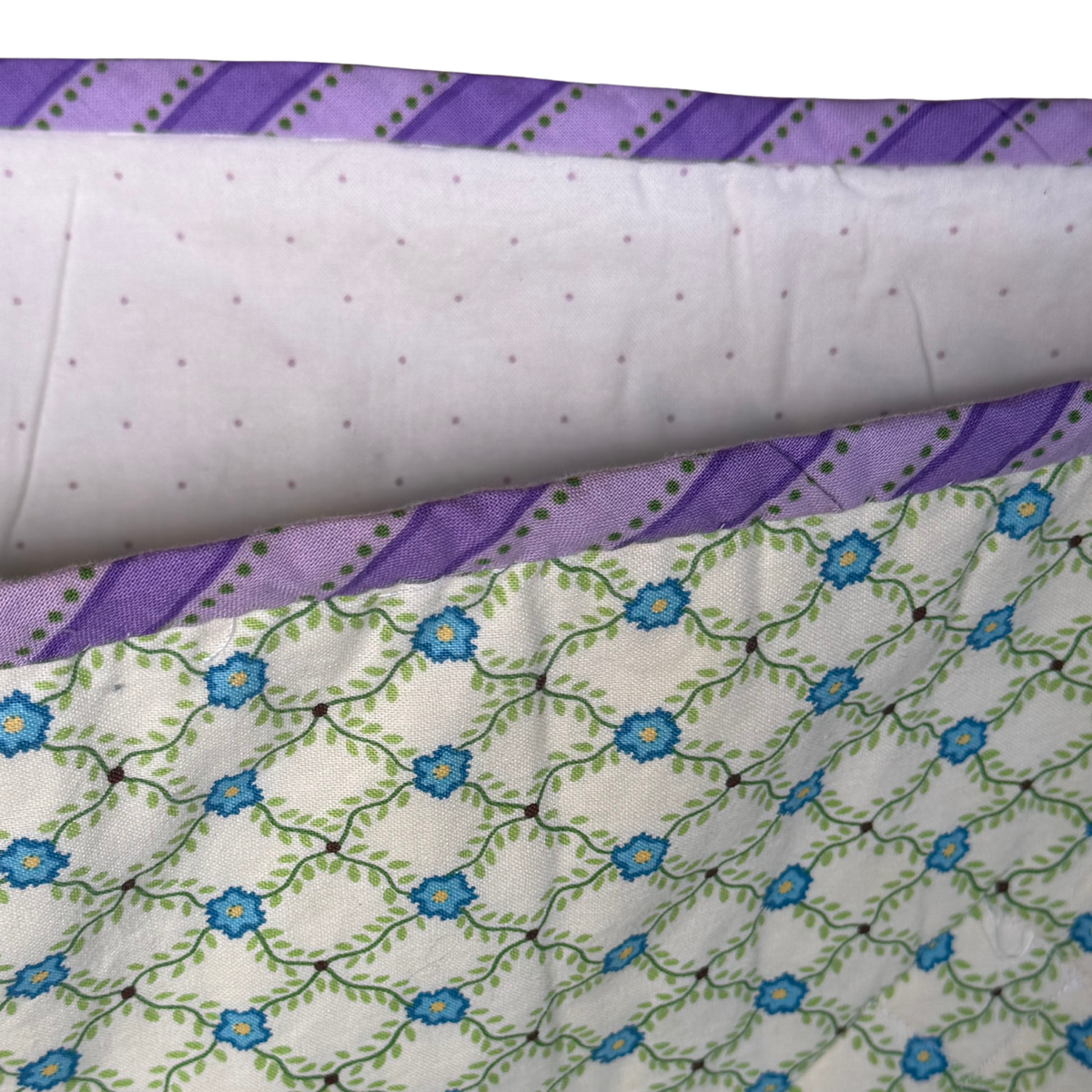 VINTAGE Handmade Y2K Green Gingham Lap Quilt 43"x43' back