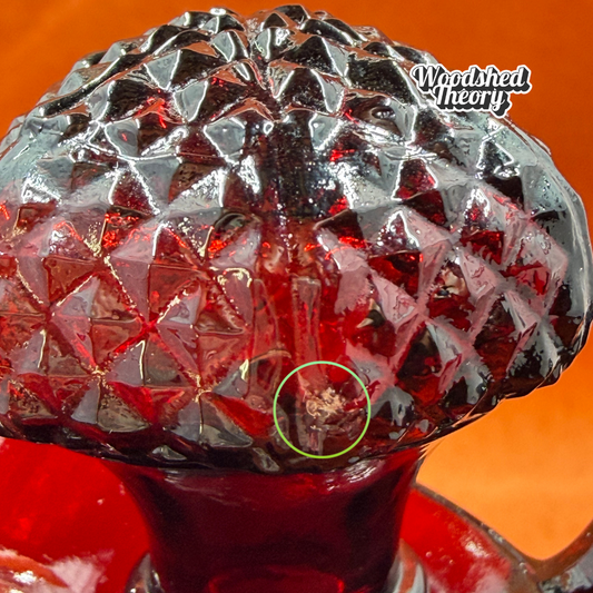 Vintage AVON 1876 Cape Cod Cruet Ruby Red Glass Pitcher Bottle EMPTY circled chip 