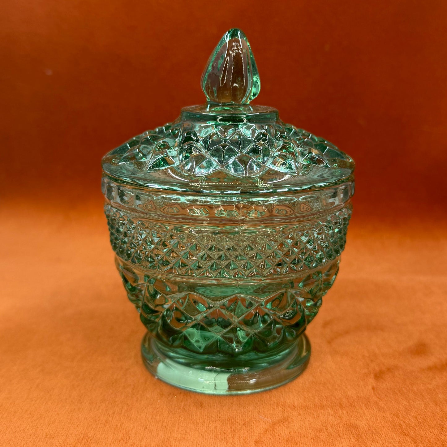 Vintage Anchor Hocking Wexford Green Glass Creamer and Sugar sugar dish 
