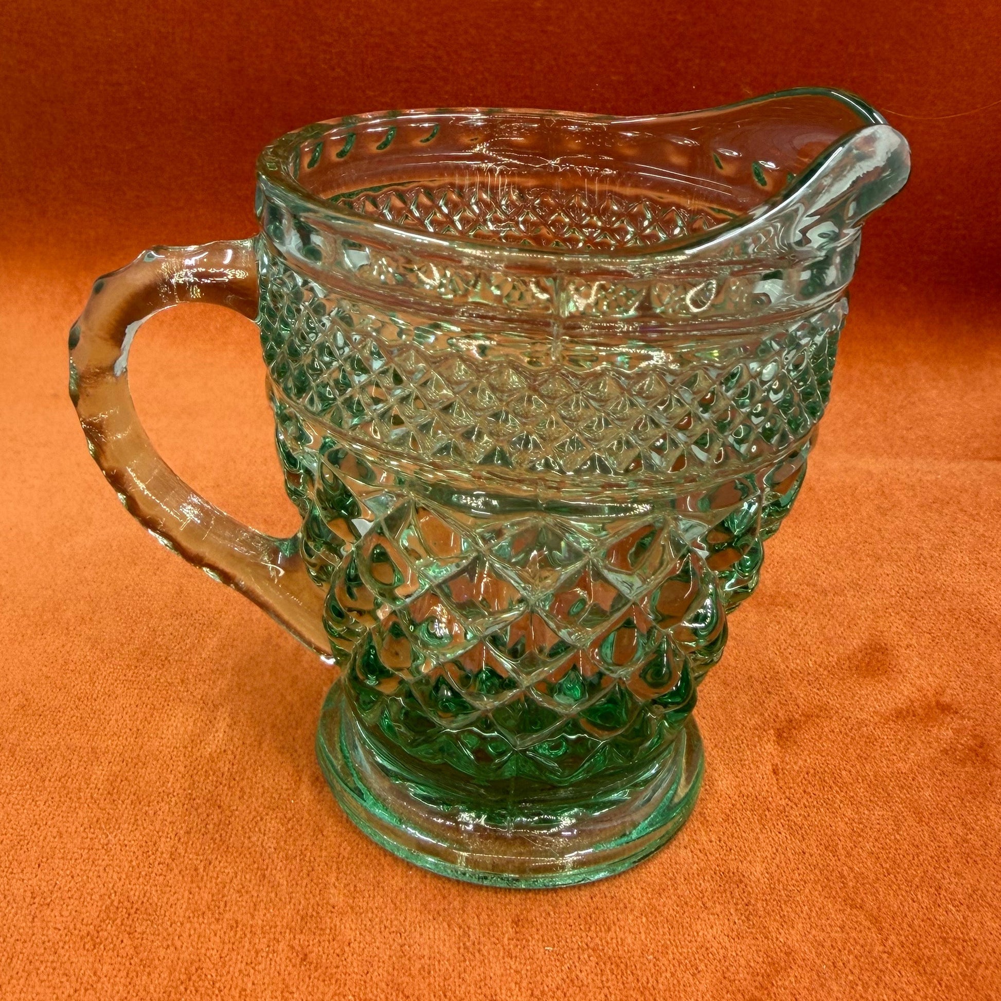 Vintage Anchor Hocking Wexford Green Glass Creamer and Sugar creamer