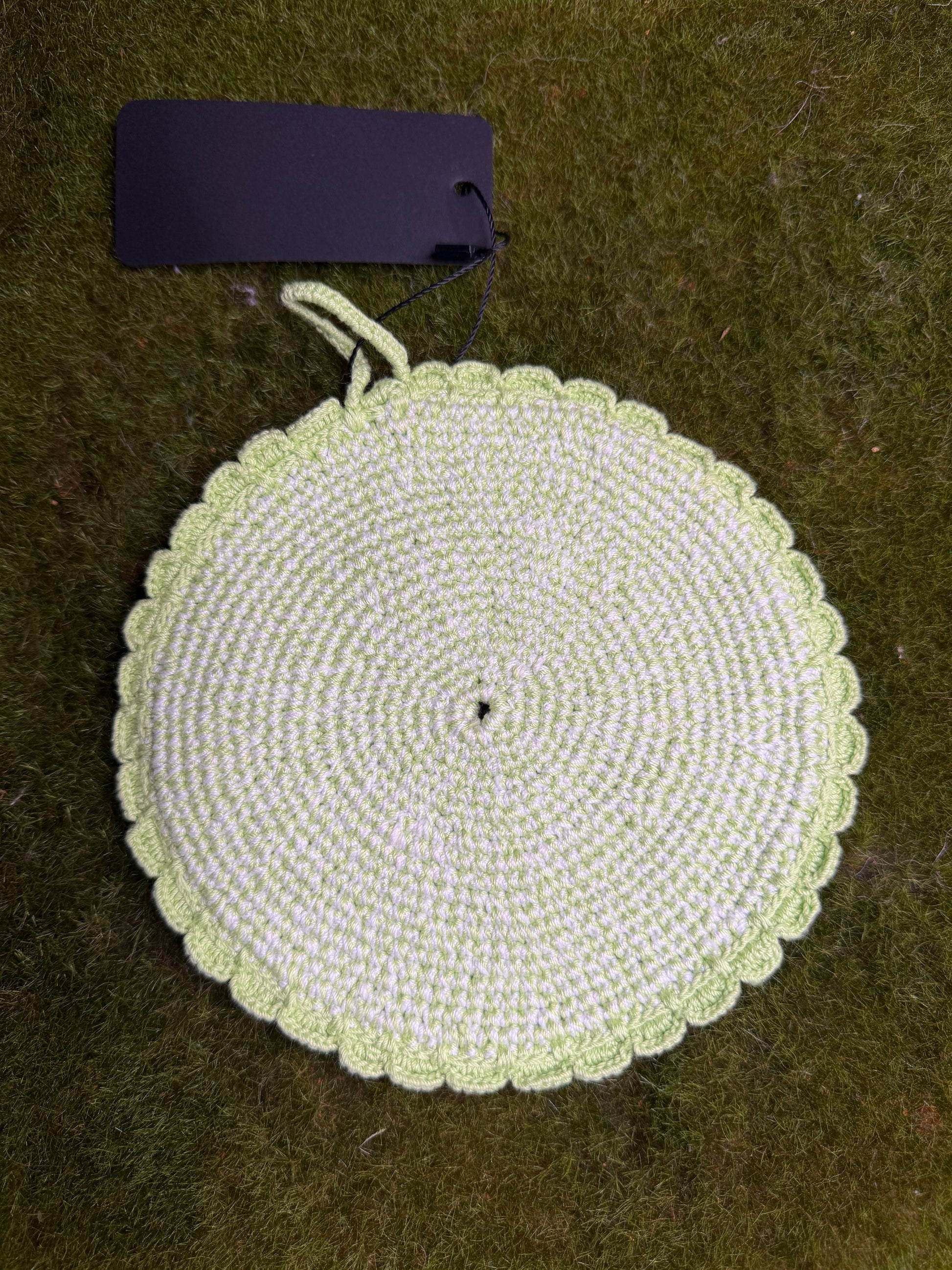 Vintage Green Circle Crochet Potholder