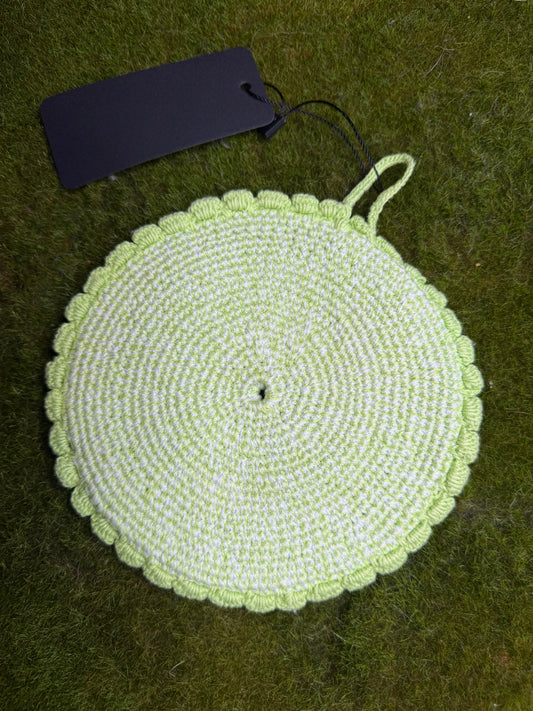 Vintage Green Circle Crochet Potholder