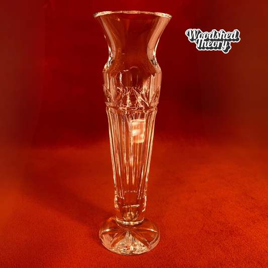 Vintage Waterford Crystal Bud Vase – Flared Opening, Tapered Stem, Elegant 8" full front