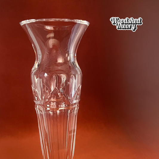Vintage Waterford Crystal Bud Vase – Flared Opening, Tapered Stem, Elegant 8" close up detail 