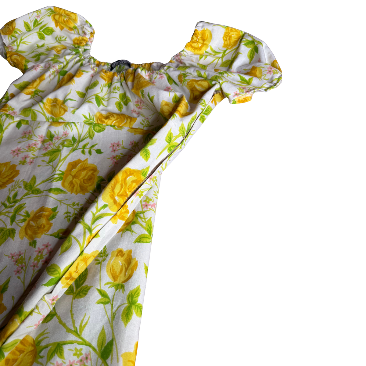 Yellow Roses Dress Size XL side zip
